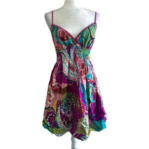 Speed Central Vtg Y2K Purple Floral A-line Summer Party Dress